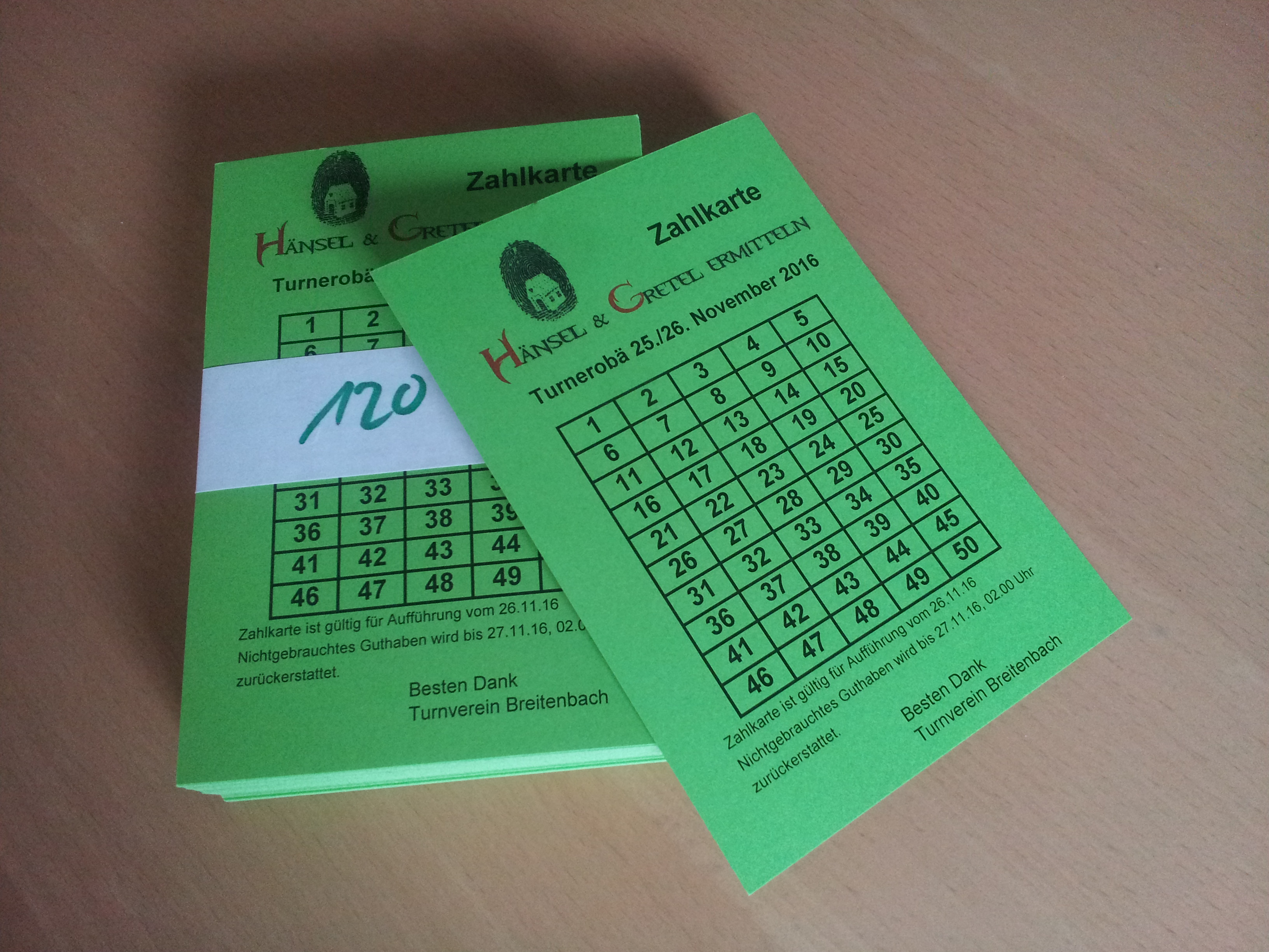 Beispiel einer Zahlkarte